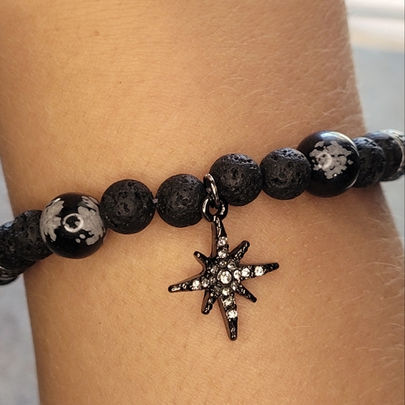 Picasso Jasper Lava Bead Handmade Bracelet - Picture 5 of 7